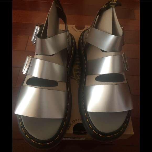 DR MARTENS Gryphon Metallic Leather Gladiator Sandals - Picture 6 of 11
